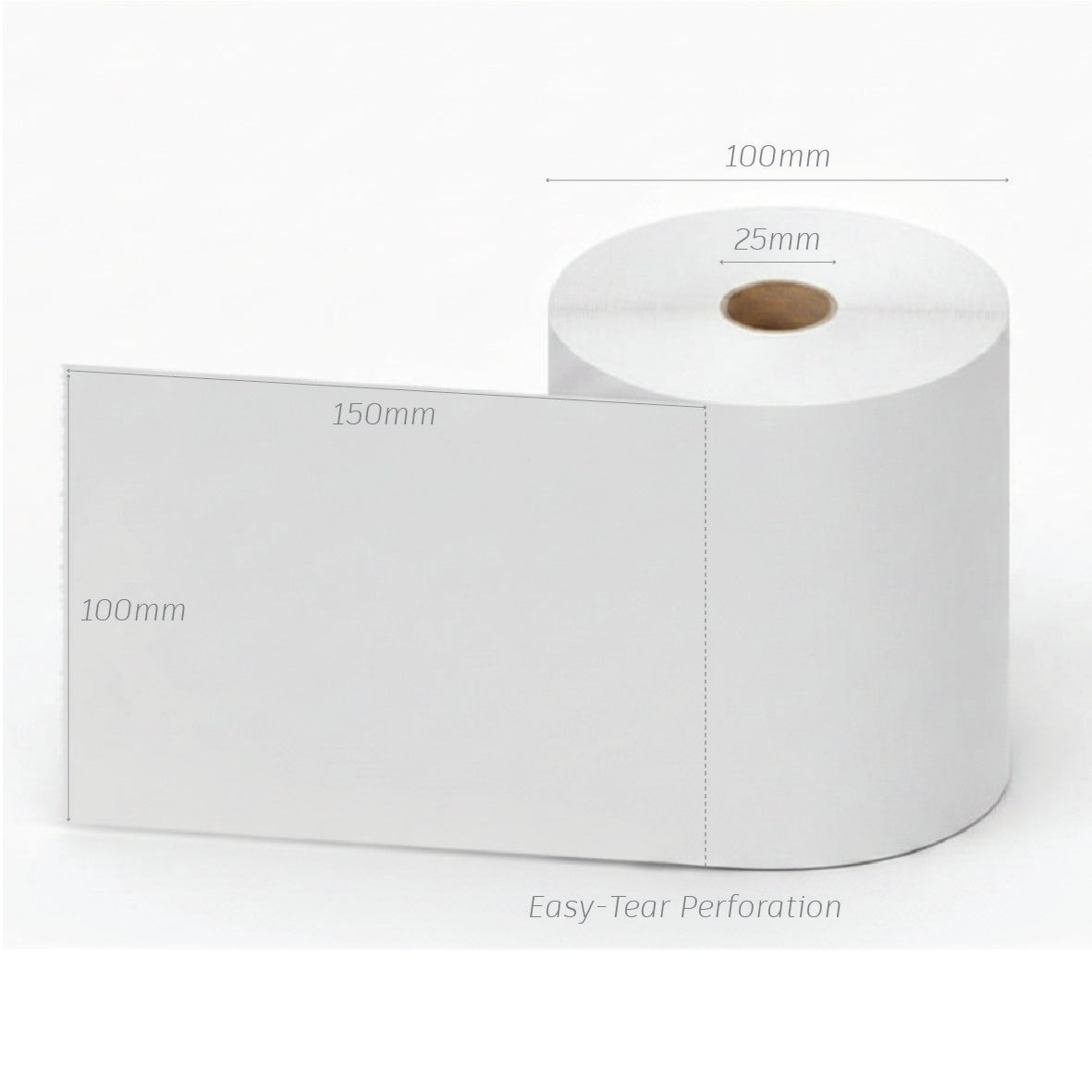 Perforated Thermal Labels 100 × 150mm – 25mm Core