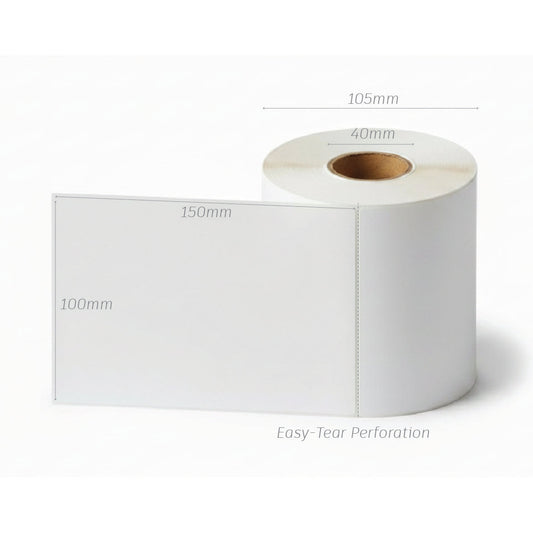 Perforated Thermal Labels 100 × 150mm – 40mm Core