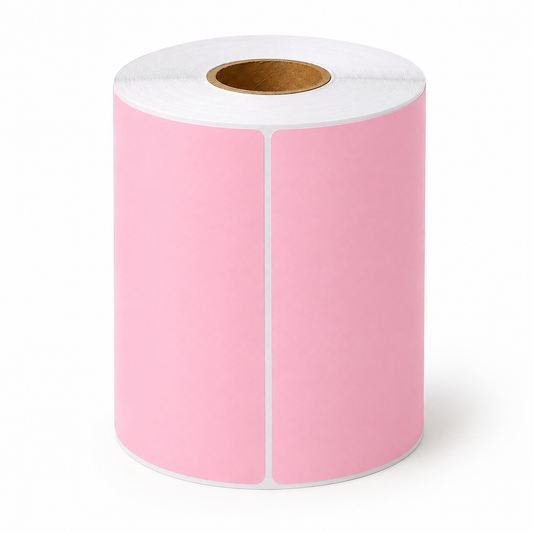 Perforated Thermal Labels Pink 100 x 150mm - 40mm Core