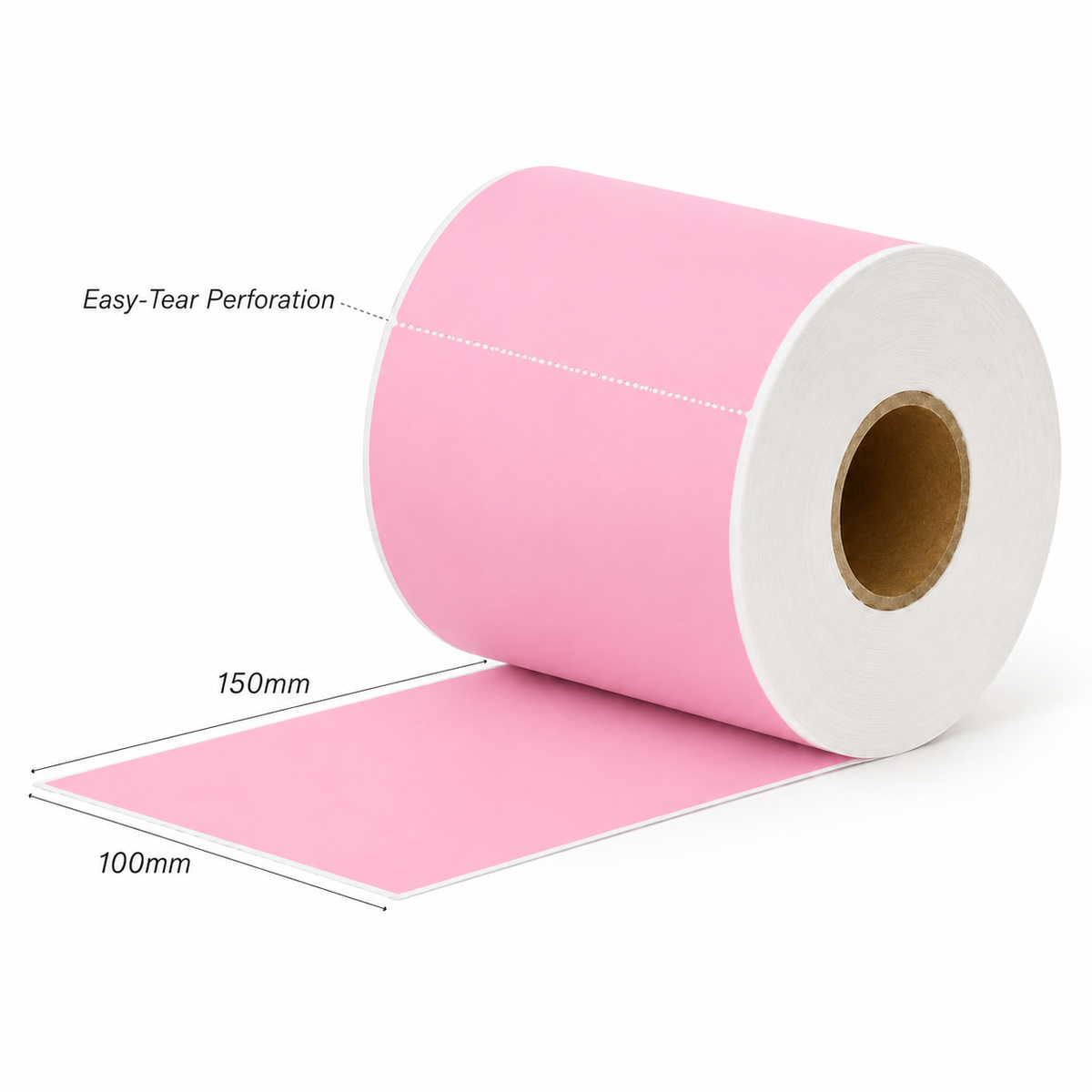 Perforated Thermal Labels Pink 100 x 150mm - 40mm Core