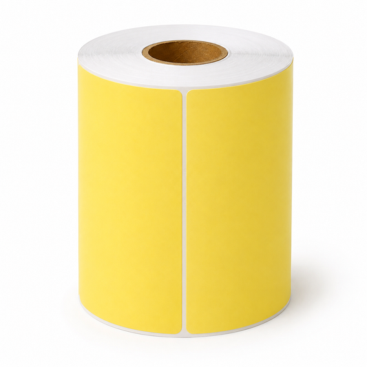 Perforated Thermal Labels Yellow 100 x 150mm - 40mm Core