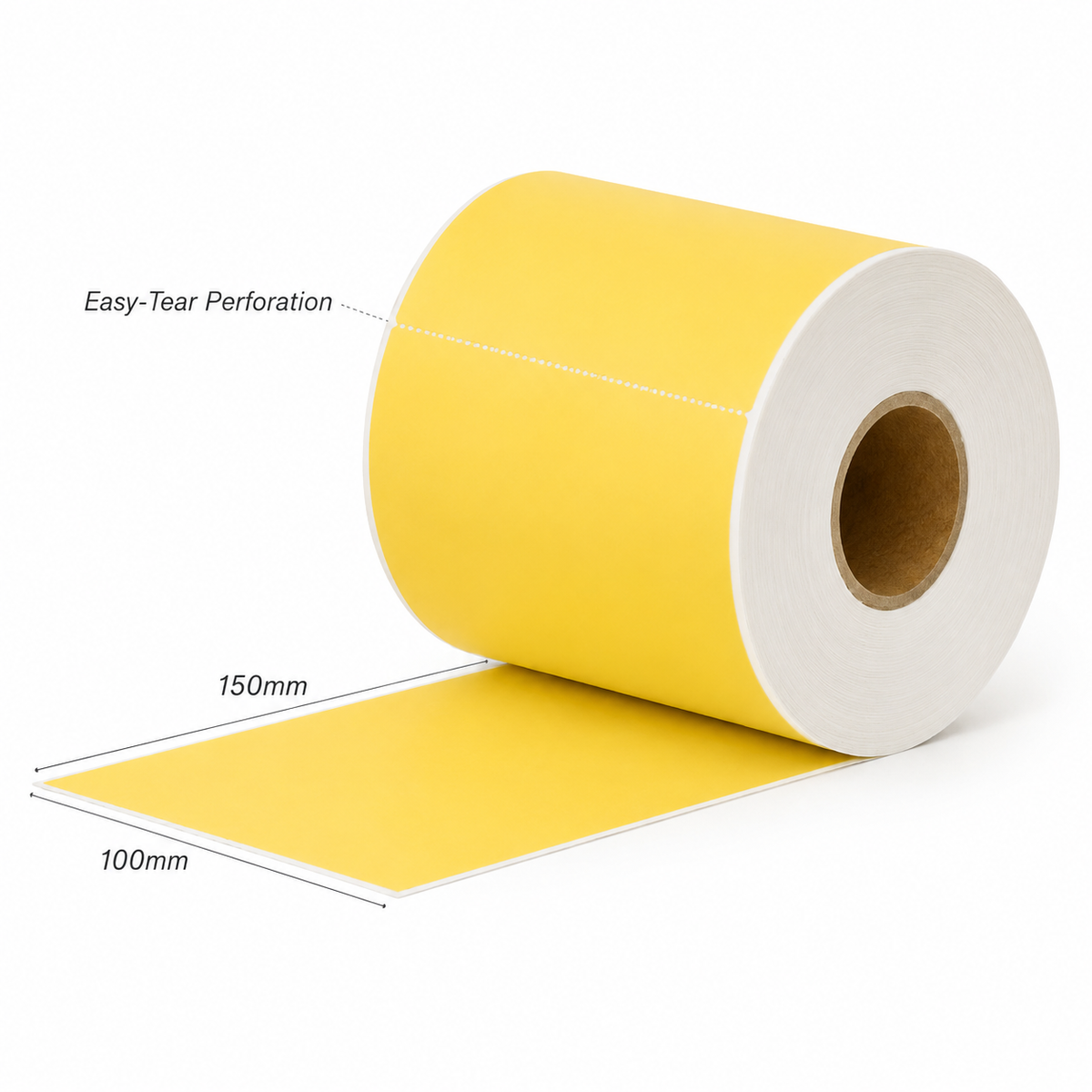 Perforated Thermal Labels Yellow 100 x 150mm - 40mm Core